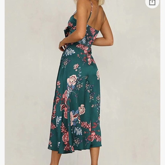 Midi Satin Floral Dress - Picture 2 of 4